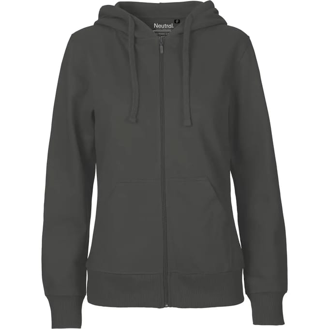 Fairtrade Ladies Zip Hoodie met capuchon Charcoal - M