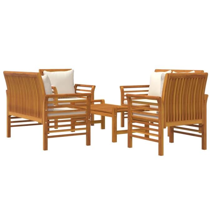 vidaXL - 5-delige - Loungeset - met - kussens - massief - acaciahout