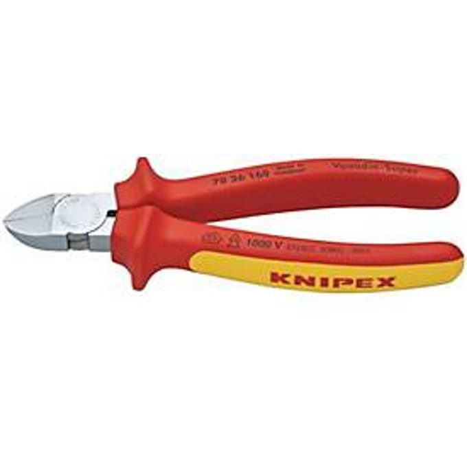 Zijkniptang L.160 mm, kop verchroomd, 2K-huls, VDE, KNIPEX