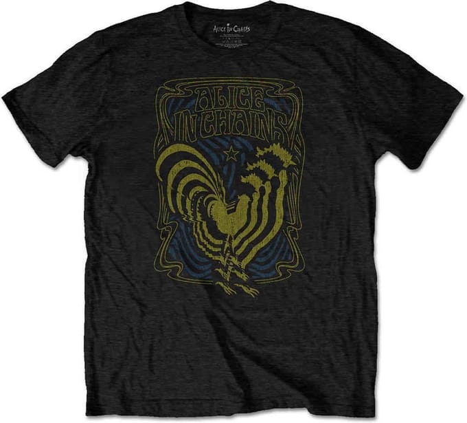 Alice In Chains - Psychedelic Rooster Heren T-shirt - S - Zwart