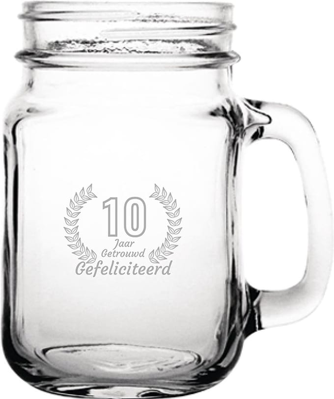 Gegraveerde Drinkglas 45cl Gefeliciteerd 10 jaar getrouwd