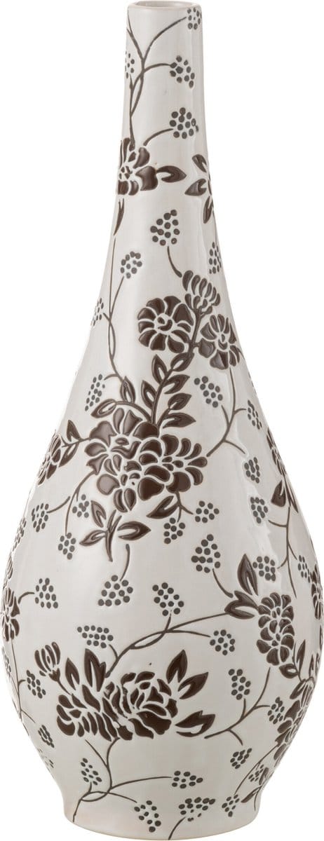J-Line vaas Zen Peer - porselein - wit/zwart - 43 cm hoog