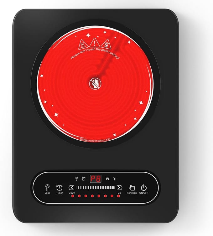 Draagbare Keramische Kookplaat 2000W met LED Touch Control, Timer en Veiligheidsslot