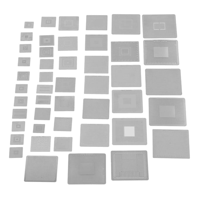 47PCS Set BGA Reballing Stencil Net 304 Roestvrij Staal BGA Rework Net voor Computerreparatie white