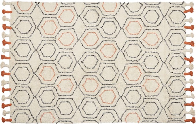 HAJIPUR - Laagpolig vloerkleed - Beige - 140 x 200 cm - Katoen