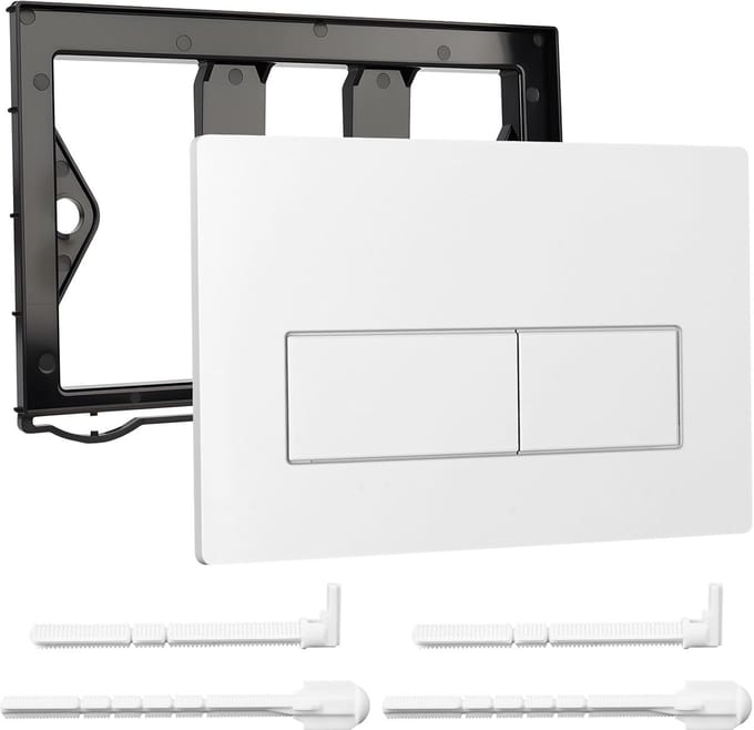 WC Plaat Set - Dubbele Spoel - Badkamer Renovatie - Montageframe Inbegrepen - 10x10mm - Mat Wit