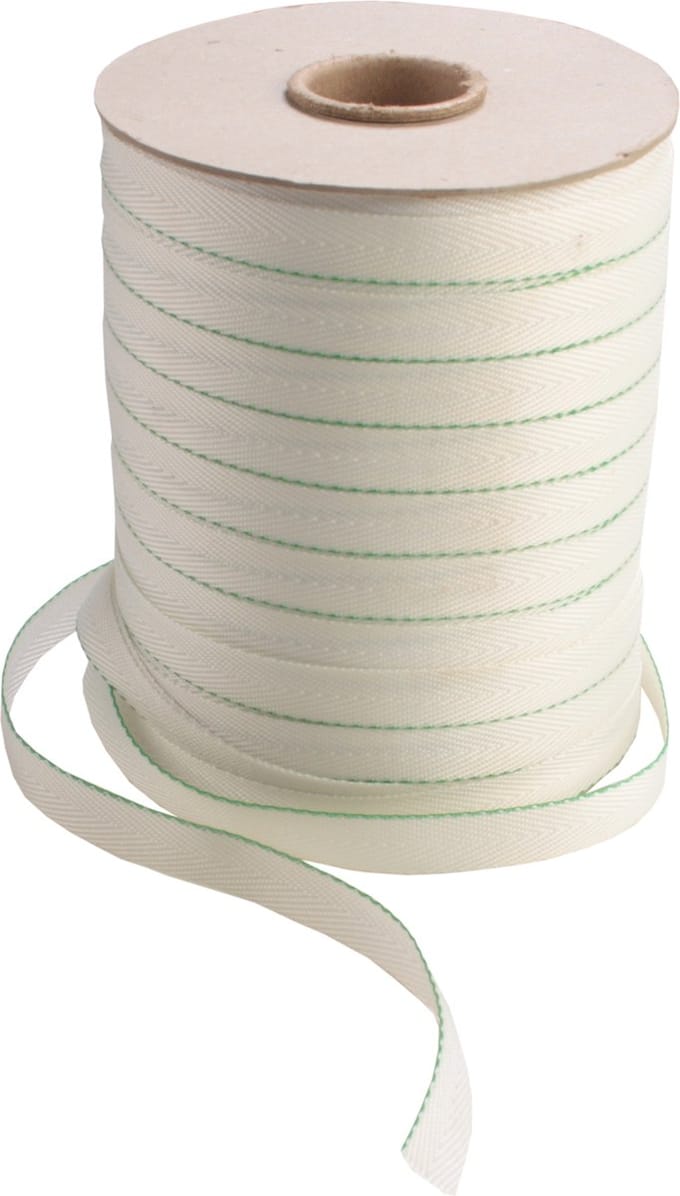 200 meter rol keperband 15 mm polyester wit