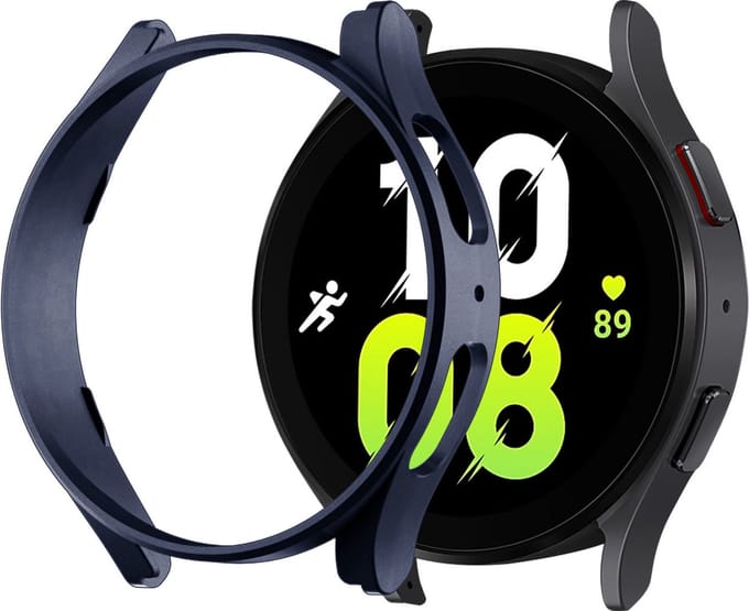Strap-it PC Hard Case – Geschikt voor Samsung Galaxy Watch 5 44mm – Full Protect – Donkerblauw