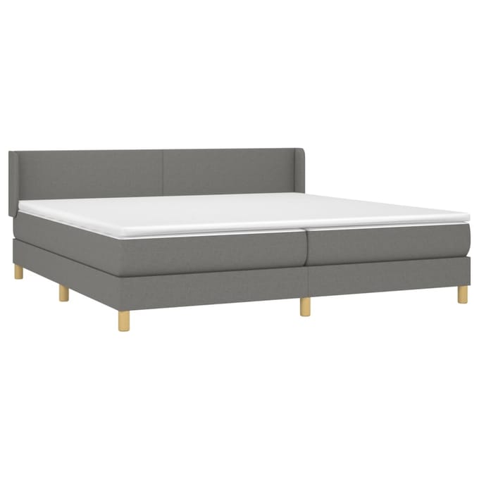 vidaXL - Boxspring - met - matras - stof - donkergrijs - 200x200 - cm