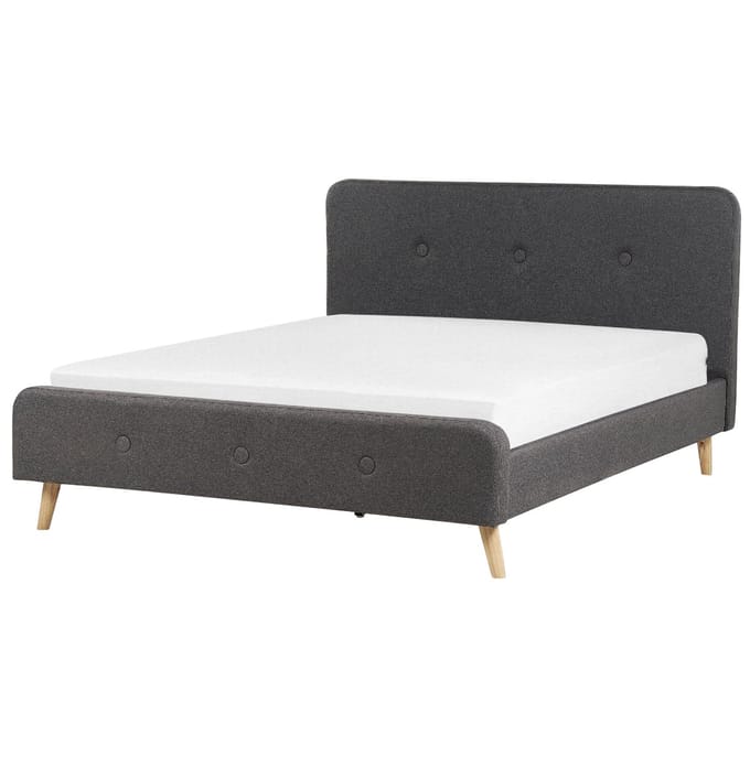 RENNES II - Tweepersoonsbed - Donkergrijs - 160 x 200 cm - Polyester