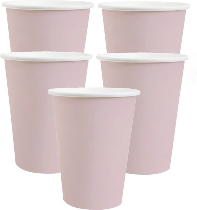 Santex feest/verjaardag bekertjes - 20x stuks - karton - lichtroze - 270 ml
