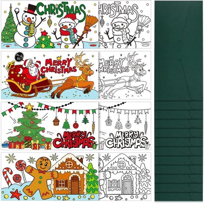 Allecto - Kerstkaarten om in te kleuren - Knutselset voor kinderen