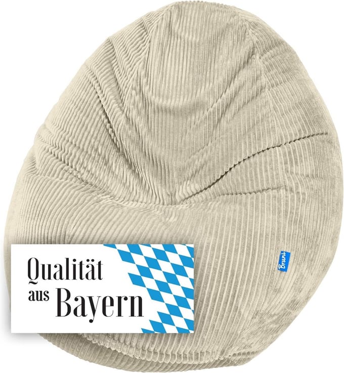 Grote beige zitzak voor binnen met wasbare hoes en vulling