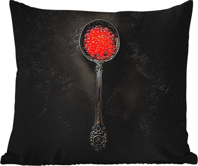 Buitenkussen - Zwart - Lepel - Caviar - 45x45 cm - Weerbestendig