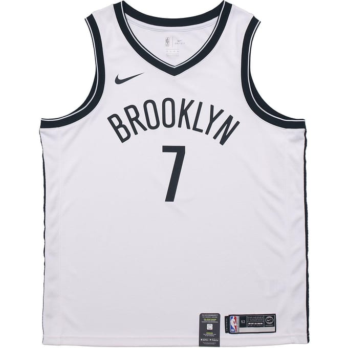 Maillot de Basketball Nike Coupe Droite Séchage Rapide - Nets Kevin Durant N°. 7 Maillot Homme Blanc 864401-103 S gray