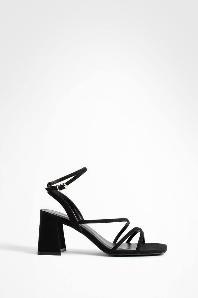 boohoo Dames Mid Blokhak Sandalen met Bandjes | Black | Maat: 3