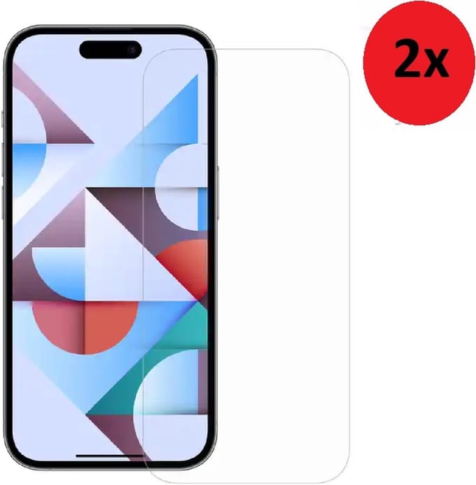 Pearlycase Screenprotector Geschikt voor iPhone 15 Screenprotector - 15 Screen Protector Tempered Beschermglas 2x