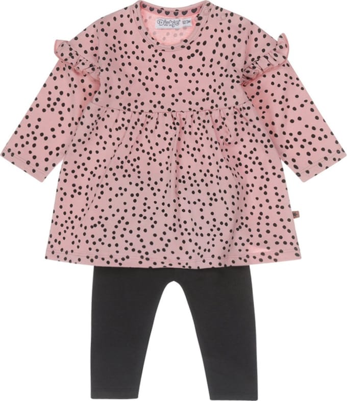 Dirkje-Girls 2 pce babysuit ls-Dusty Pink - Maat 68