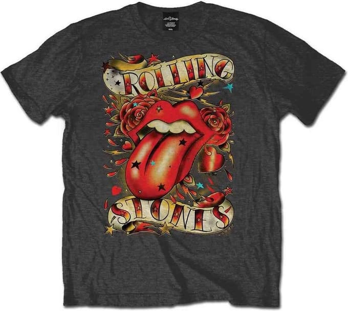 The Rolling Stones Heren Tshirt -2XL- Tongues & Stars Bruin
