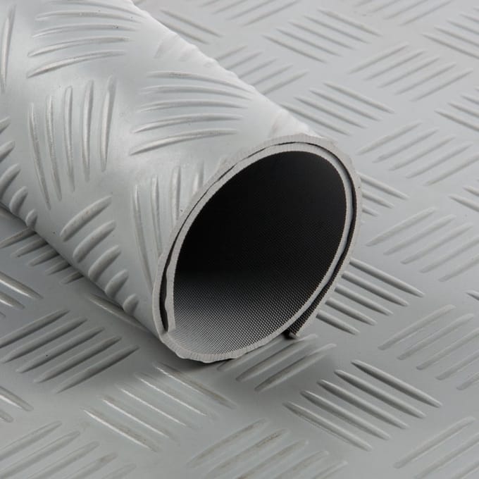Antislipmat - Grijs - Tranenplaatmotief - Rubber loper - 1 x 1.4 meter - Dikte: 3mm - Rubber vloer