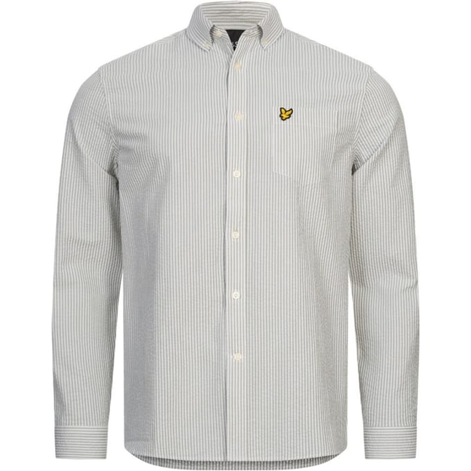 Lyle & Scott Seersucker Strike wit overhemd met lange mouwen