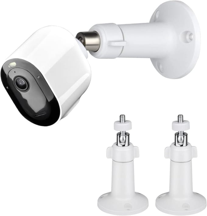Camera Wandhouder - Bevestiging Beugel - Beveiliging Monteren - Universele 1/4" aansluiting - 2 stuks - Wit