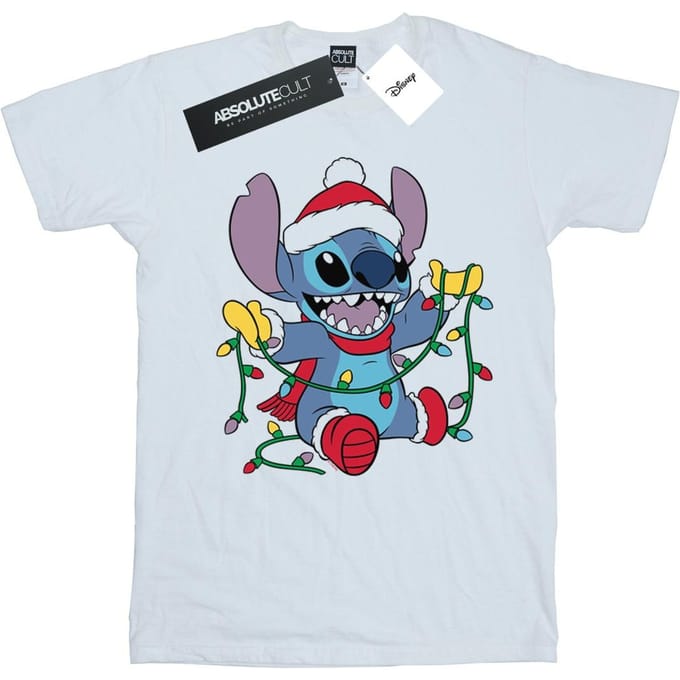 Disney Jongens Lilo en Stitch Kerstverlichting T-Shirt (Wit)