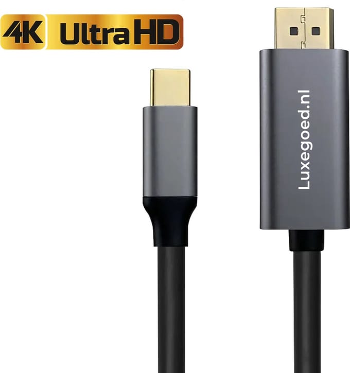 Luxegoed - USB C naar HDMI - USB C naar HDMI adaptor - USB C naar HDMI Kabel- 4k Ultra HD - 60 Hz - 2 Meter - Aluminium Space Grey