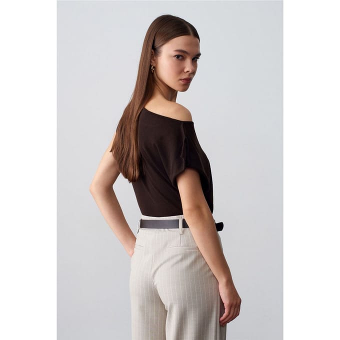 Off-Shoulder Mouwloze Crepe Blouse