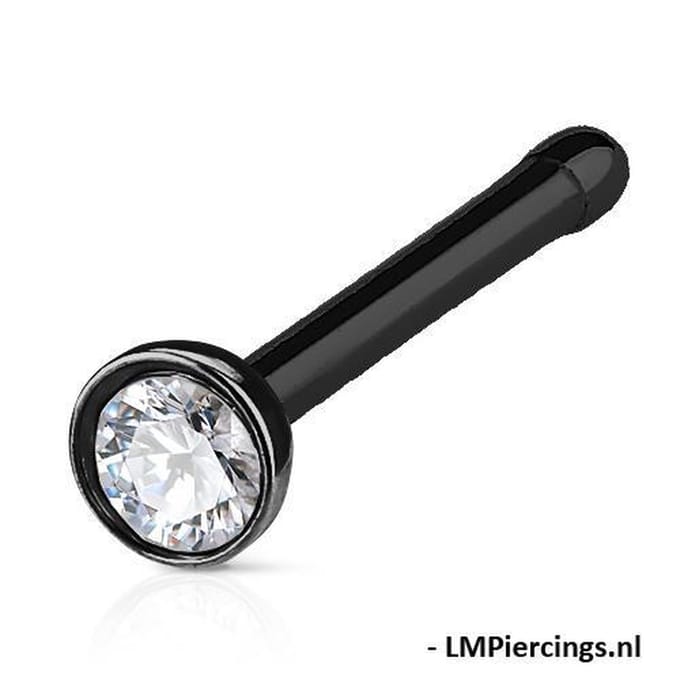 Neuspiercing stud half ball 0.8x6x2.5 - zwart - LMPiercings