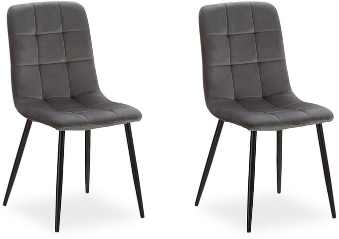 Homestyle4u Eetkamerstoelen van Fluweel - 2 Stoelen - Grijs