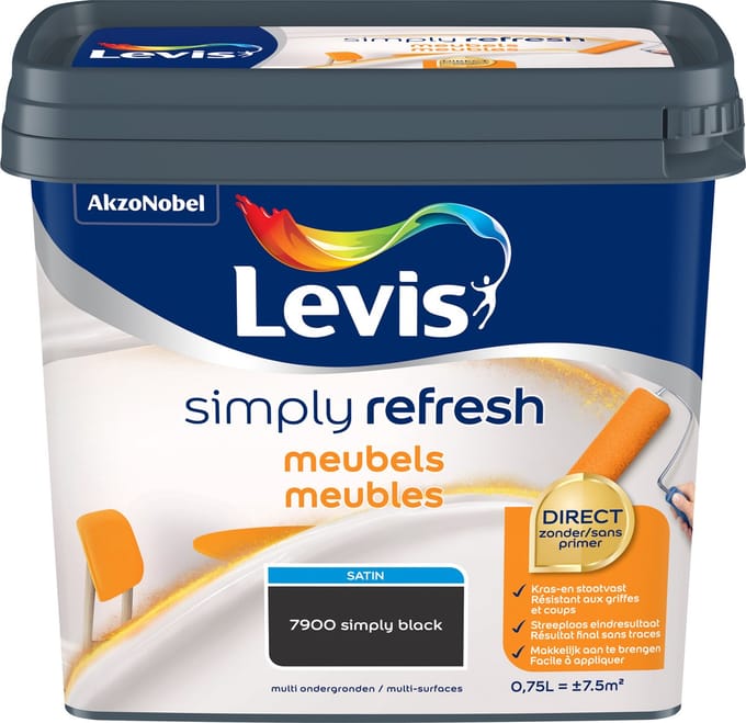 Levis - Simply Refresh Meubels Satin - Simply Black - 0,75 L