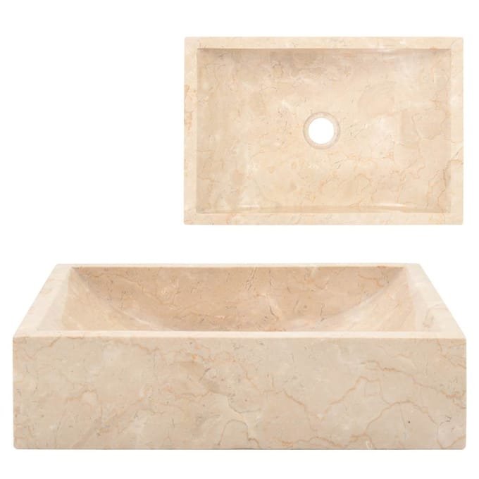 vidaXL - Gootsteen - 45x30x12 - cm - marmer - hoogglans - crèmekleurig