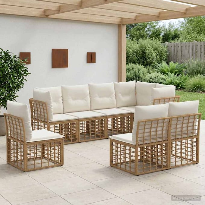 vidaXL - Buiten - bank - set - Naturel - Polyester