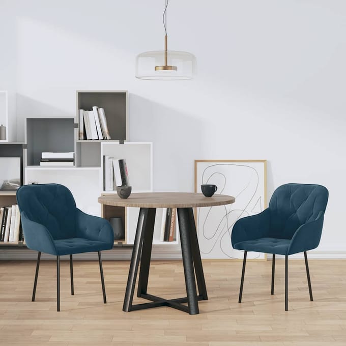 vidaXL - Eetkamerstoelen - 2 - st - fluweel - blauw