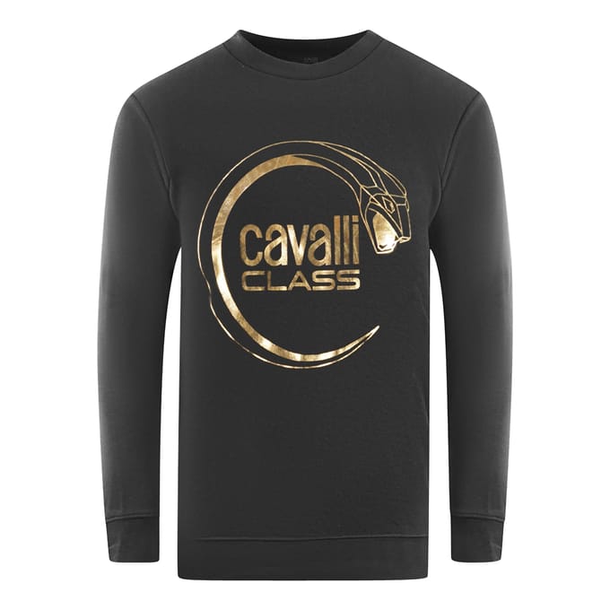 Cavalli Class Piercing Slang Logo Zwart Sweater