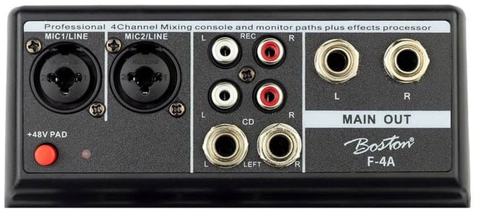 Boston F-4A Mengpaneel met USB Audio-interface, 2 Mono- en 1 Stereo-ingang, Zwart