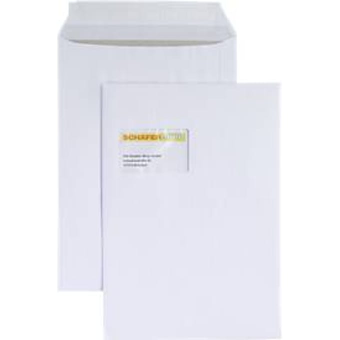 Verzendenvelop, C4, kartonnen achterkant en kleefsluiting, met venster, wit, 125 st.