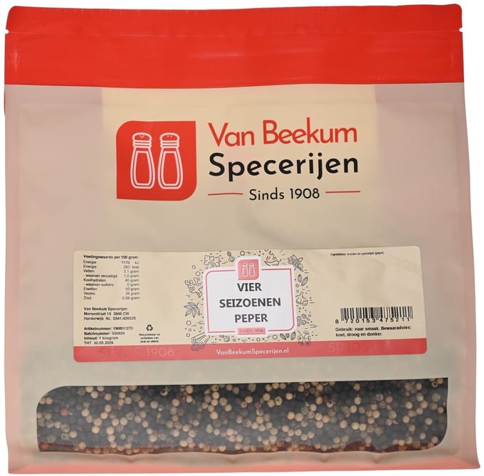 Van Beekum Specerijen - Vier Seizoenen Peper - 1 KG (hersluitbare stazak)