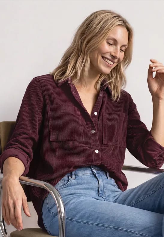 Corduroy overhemd met lange mouwen en knopen