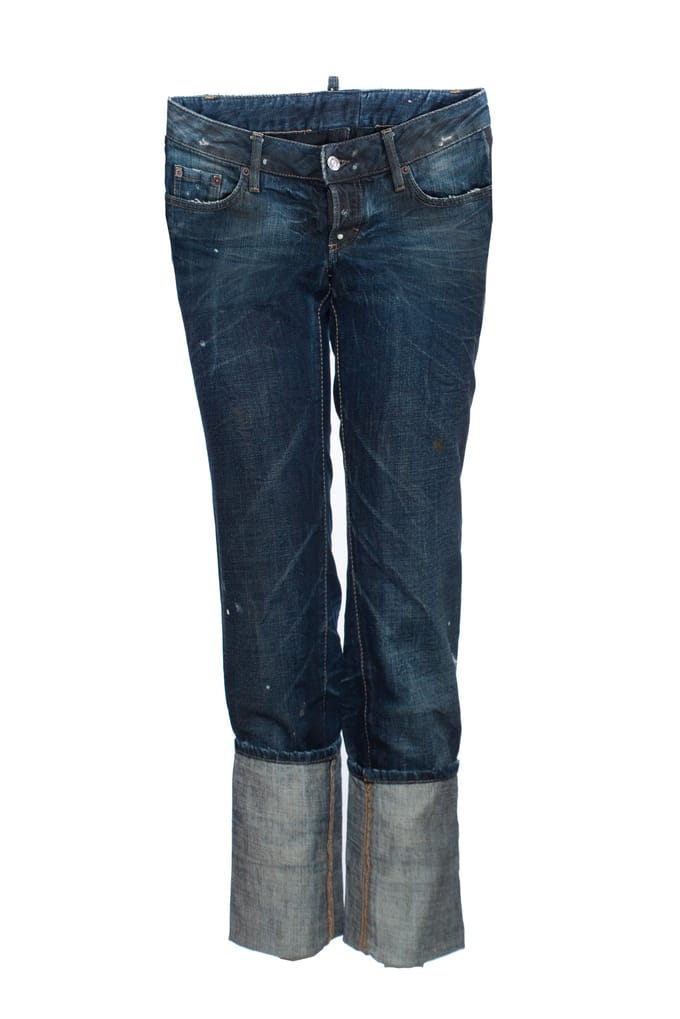 Dsquared2, blauwe jeans met extra hoge omgeslagen pijpen in maat IT42/S.