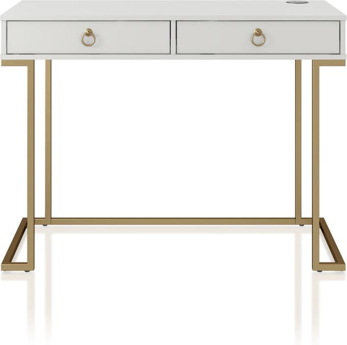 Camila-Schrijftafel - 2-laden - Wit MDF
