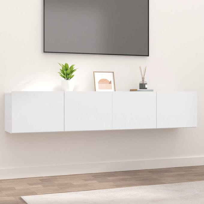 vidaXL - Tv-meubels - 2 - st - 80x30x30 - cm - bewerkt - hout - wit