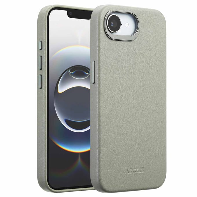 Accezz Hoesje - Geschikt voor iPhone 17e / 16e - geschikt voor MagSafe Leather Backcover - Light Grey