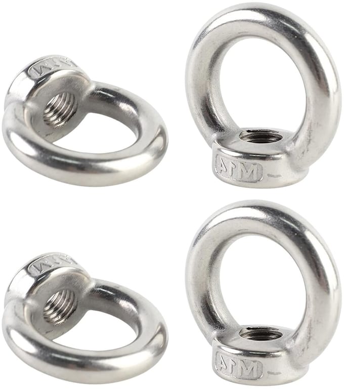 Set van 4 RVS M14 Ringmoeren en Ringogen voor Tillen, Ophangen van Bloempotten en Decoratie
