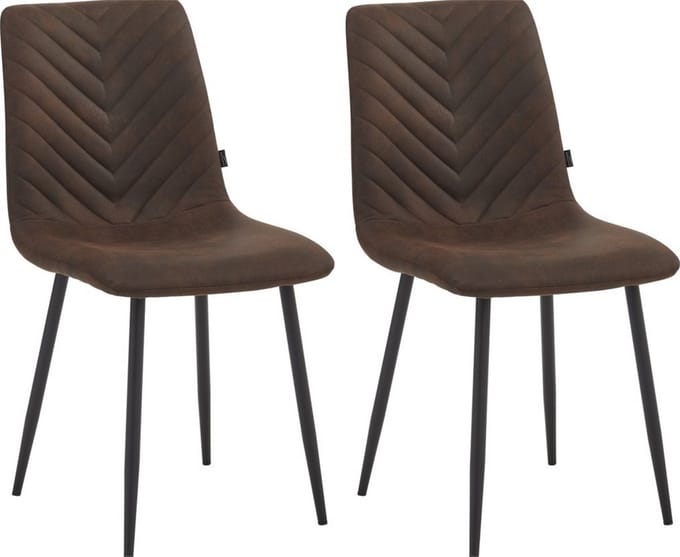 Colenis® - Senny Eetkamerstoel - Set Van 2 - Bruin - Microfiber - Industrieel - Eetkamerstoelen