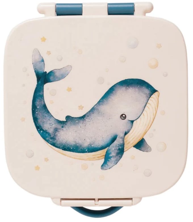 Petit Monkey Bentobox Whale Back to School - Blauw/Wit