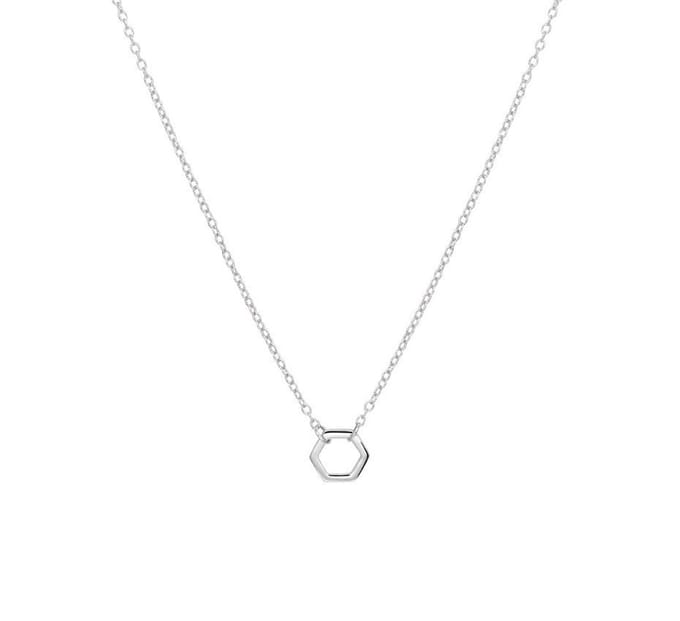Zilver Gerhodineerde Collier zeshoek 0 1332373