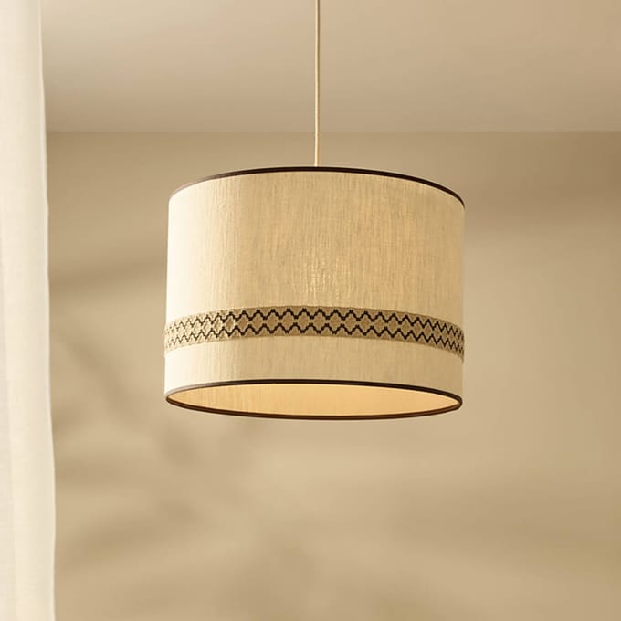 MARKET SET Hanglamp Jimmy, Ø 48 cm, beige, patroonrand