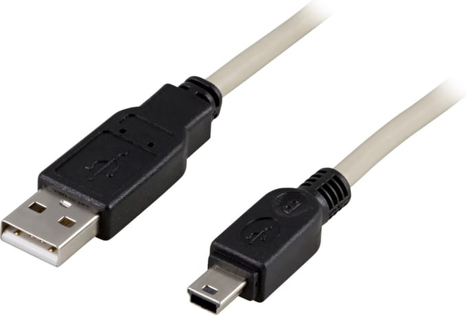 Deltaco USB 2.0 Cable A/mini B, 1m 1m USB A Mini-USB B Mannelijk Mannelijk USB-kabel